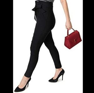 Retro Style High Waist Paper Bag Cigarette Pants